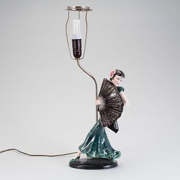 STEFAN DAKON, bordslampa, flintgods. Goldscheider, 1930-tal.