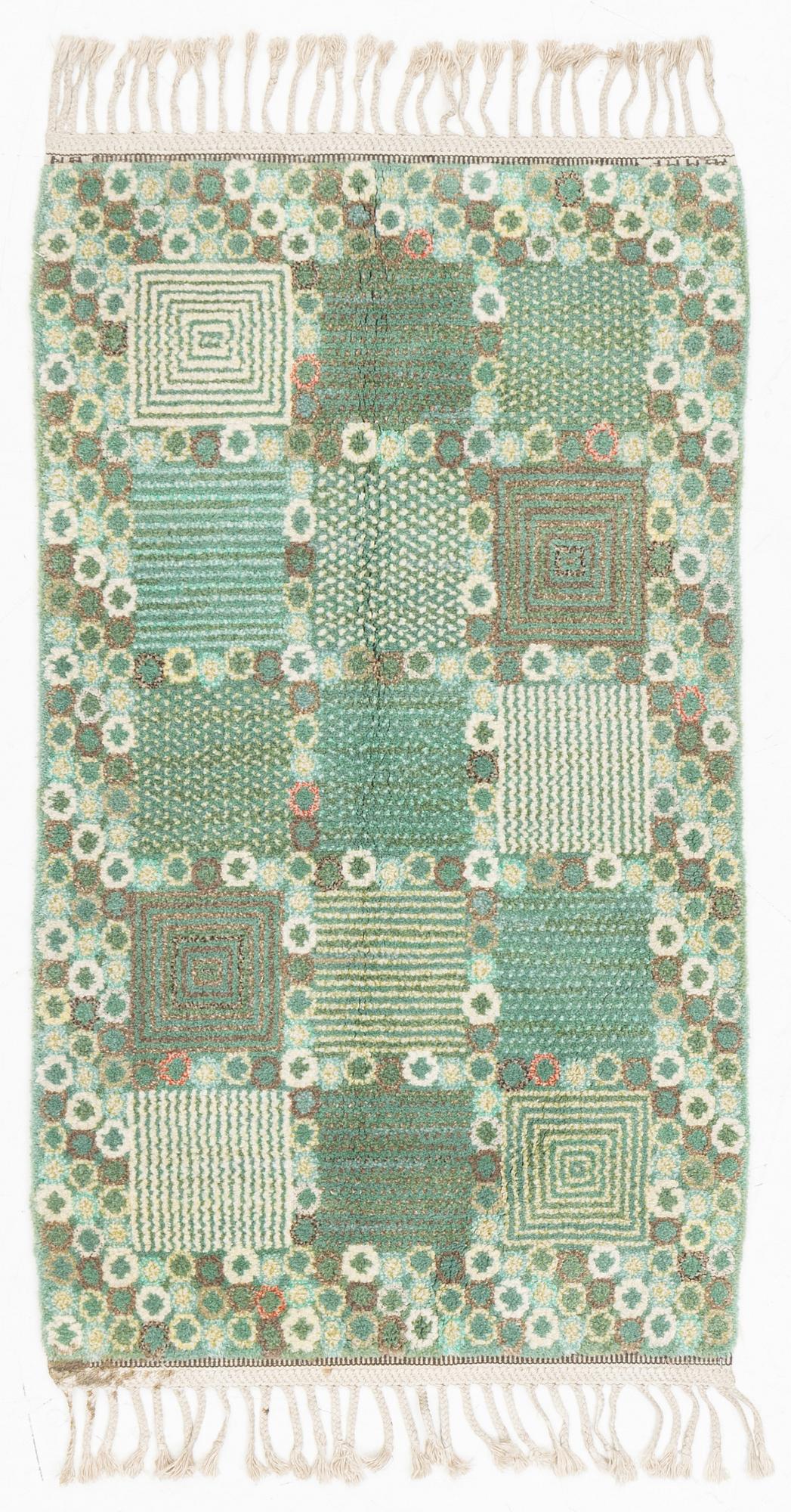 Barbro Nilsson, a carpet, "Gröningen ljus", knotted pile, ca 129 x 74 cm, signed AB MMF BN.