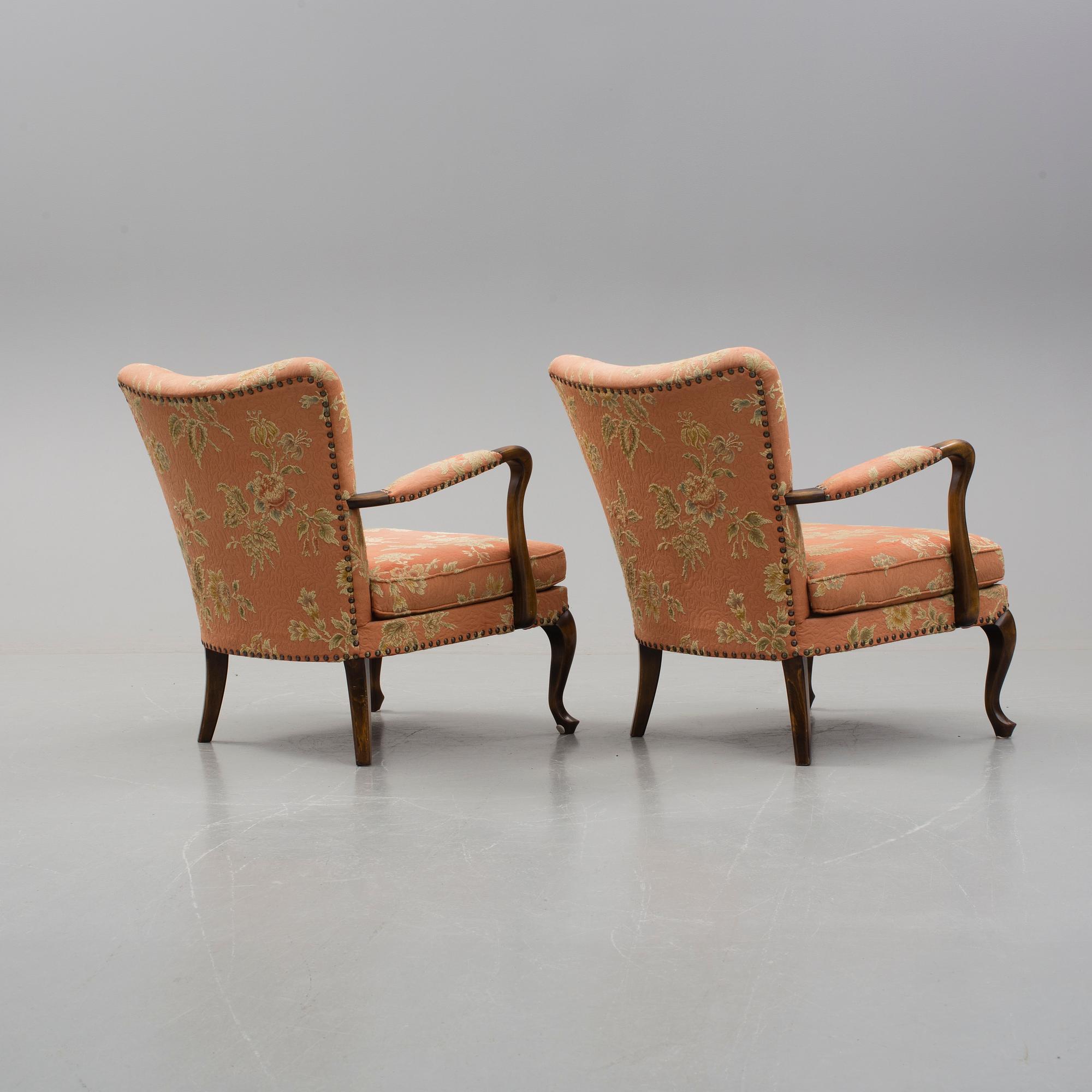 FÅTÖLJER, ett par, märkta Knolls Moderna Fåtöljer, 1940/50-tal.