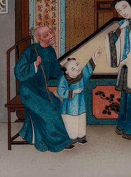 A Chinese reverse glass painting, circa 1800.