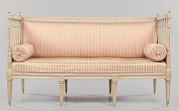 SOFFA, signerad AHM för Anders Hellman d ä, samt märkt med Stockholms stolmakarämbetes sigill, 1700-talets senare del.