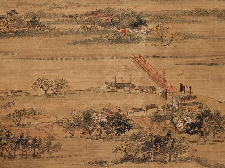 A Chineese scroll painting, Qing dynasty, 19th century. Signed Qin Boyu.