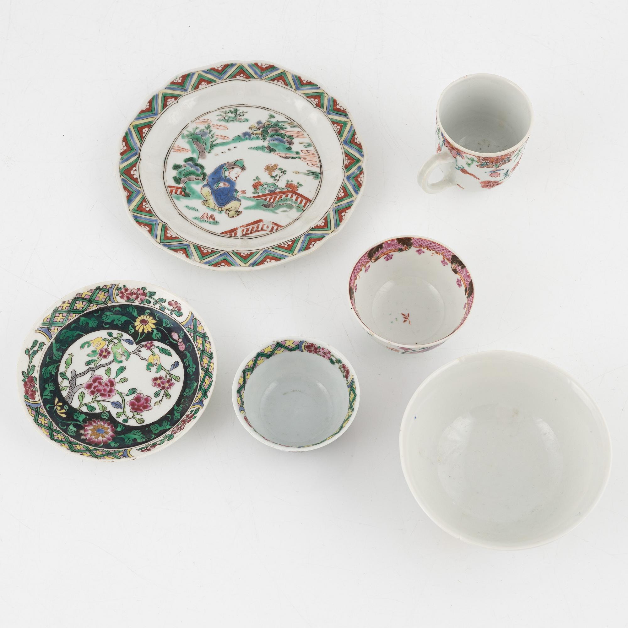 Parti porslin, 5 delar, Kina, 1700-1900-tal.