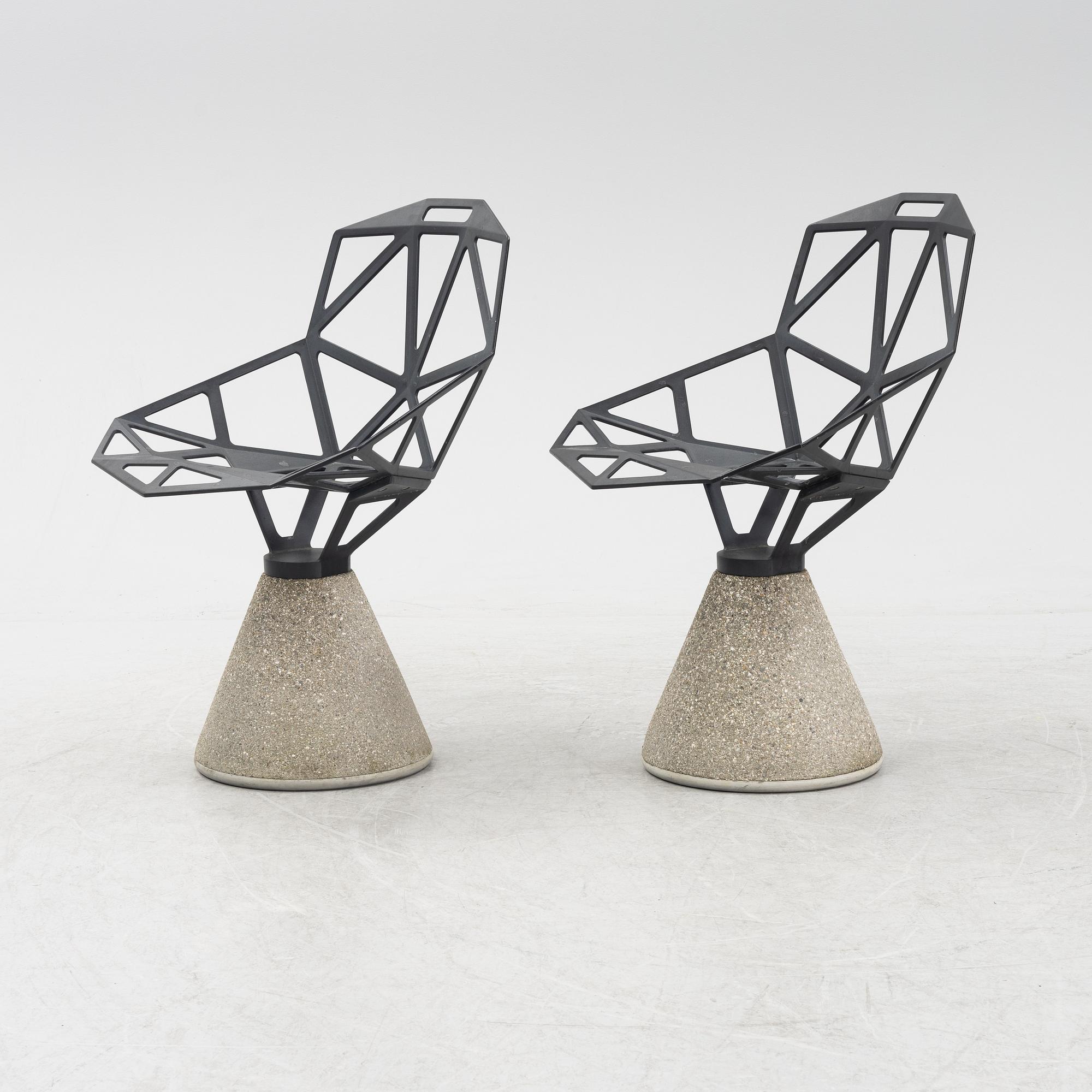 A set of two Konstantin Grcic concrete 'Chair One B' chairs for Magis, Italy, 2000s.