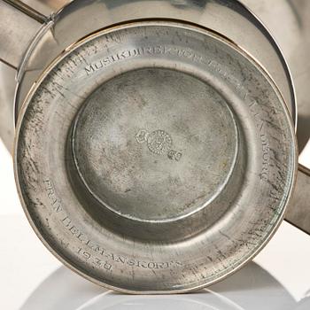 Nils Fougstedt, a rare pewter and brass vase model A 903, Firma Svenskt Tenn, Stockholm, 1929.