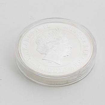A silver coin, 30 dollars, Australia, 2011, silver 999, Weight 1 kg.