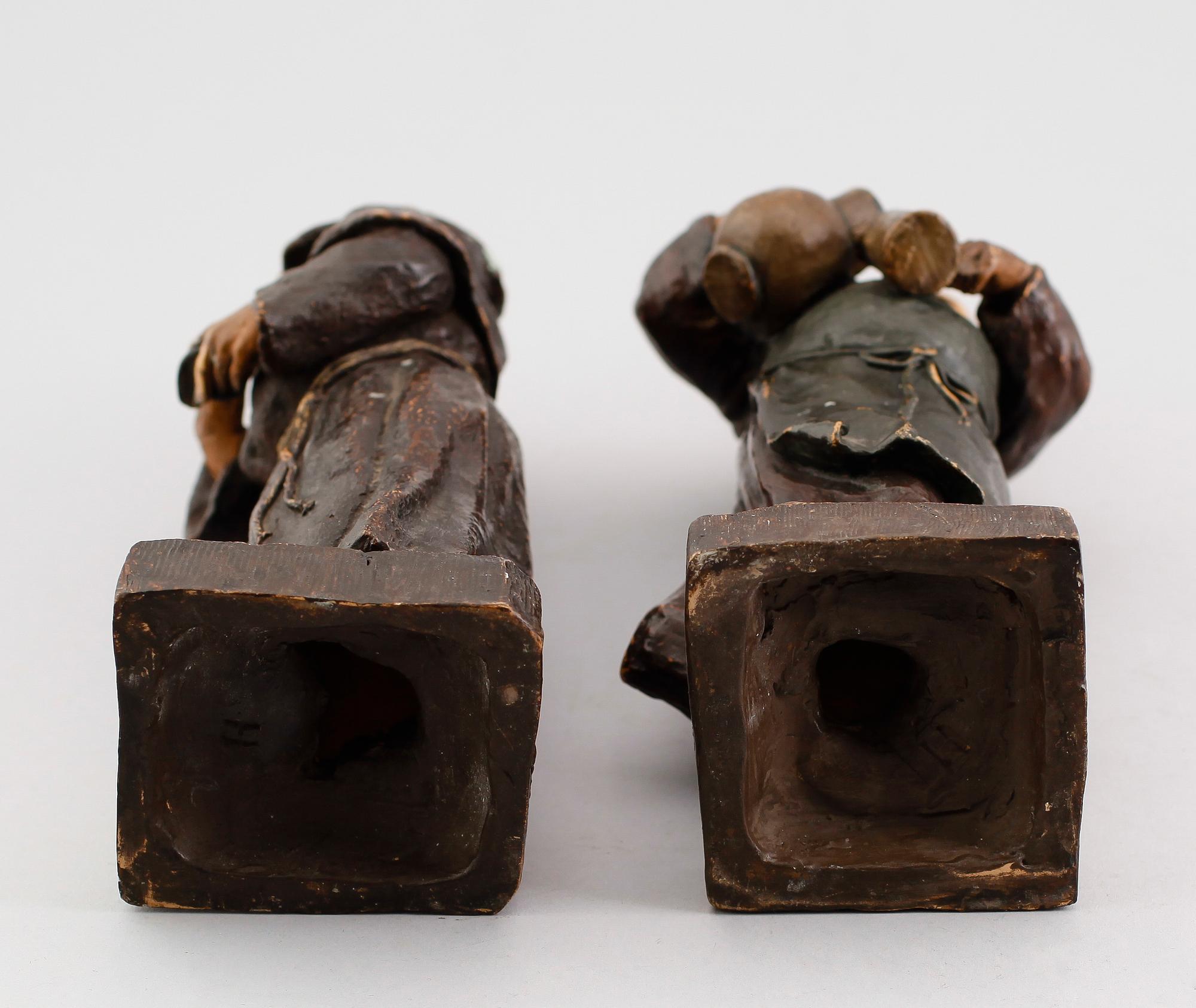 FIGURER, ett par, terrakotta, Goldscheider, Wien, omkring år 1900.