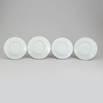 Four blue and white export porcelain plates, Qing dynasty, Qianlong (1736-95).