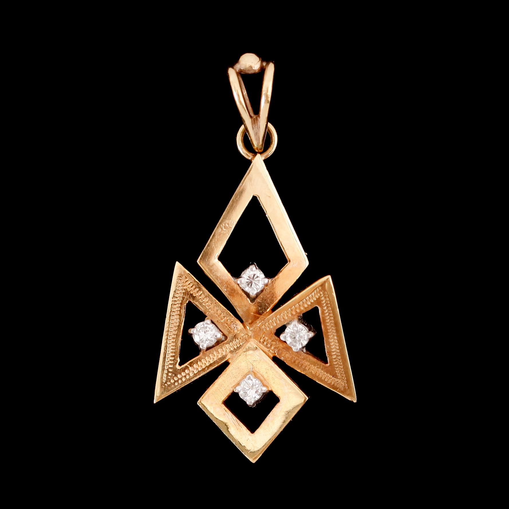 HÄNGE, 18 k, guld, med 4 briljantslipade diamanter ca 0.08 ct.