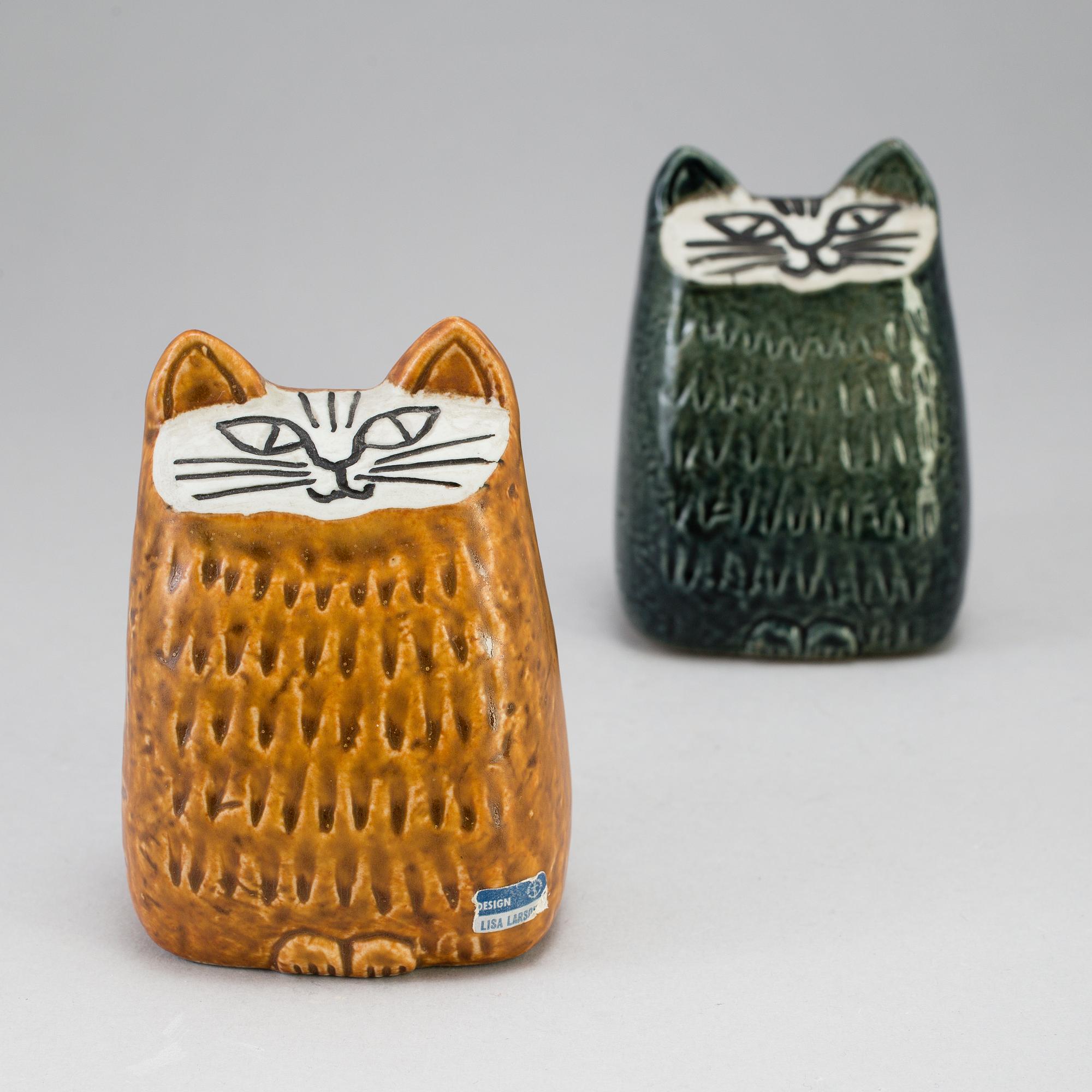 2 figurines by Lisa Larson for Gustavsberg. "Small cat", produced 1965.