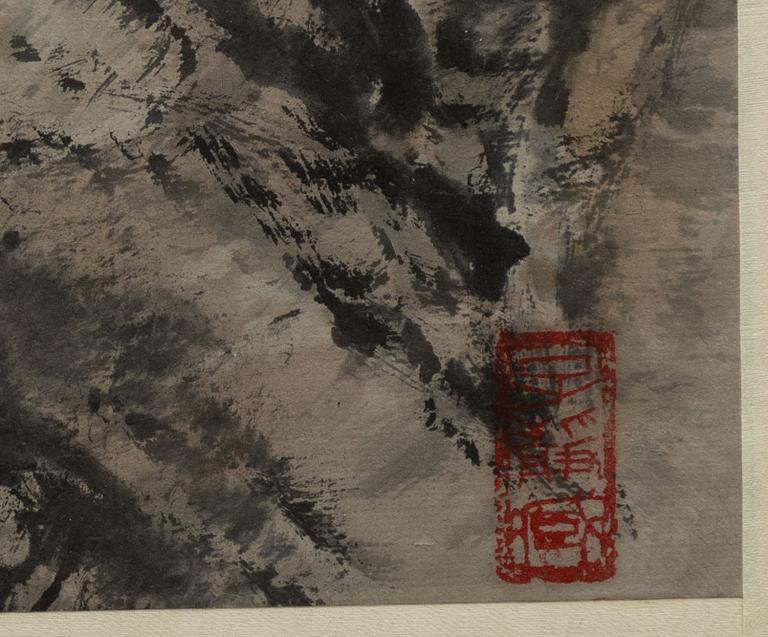 A Chinese painting, ink and colour on paper. Signed Deng Yixia, 20th century.