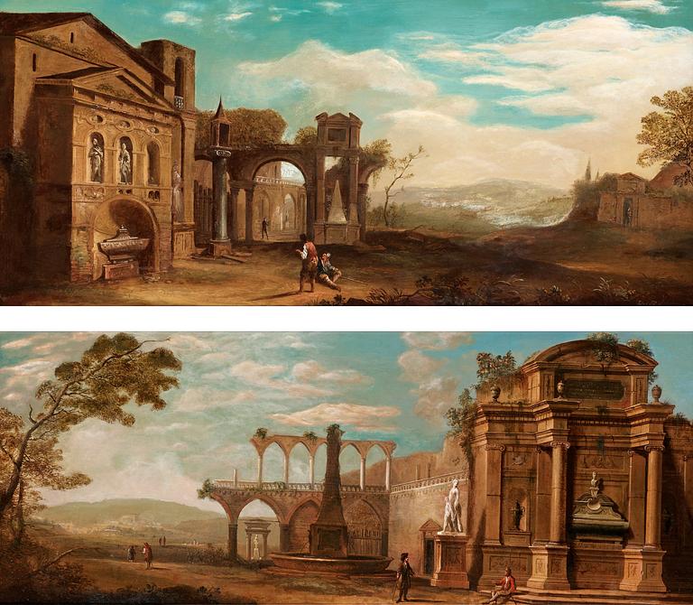 Landscape with ruins and figures.