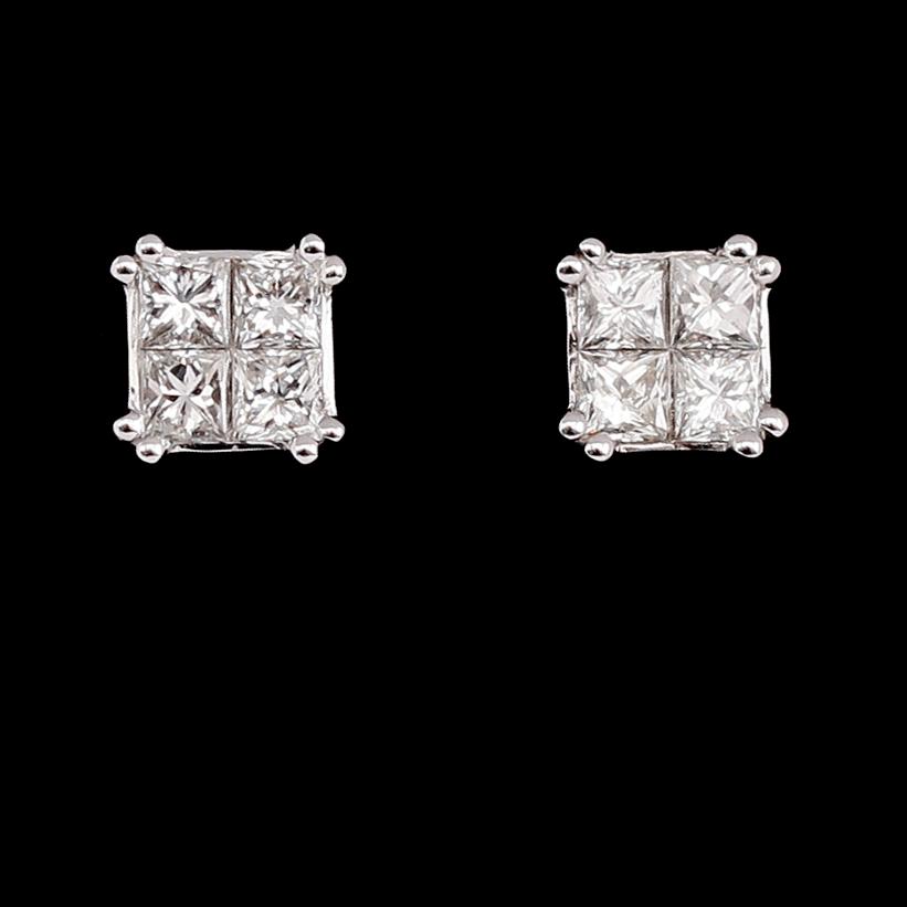 ÖRHÄNGEN, 1 par, 18 k vitguld, princesslipade diamanter tot 0.50 ct.