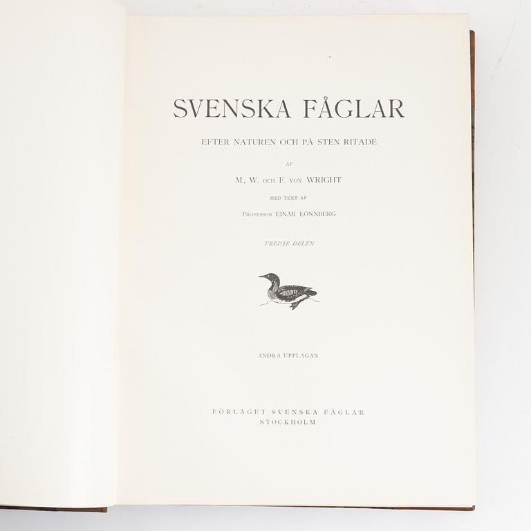 Books, 3, "Svenska fåglar" by von Wright.