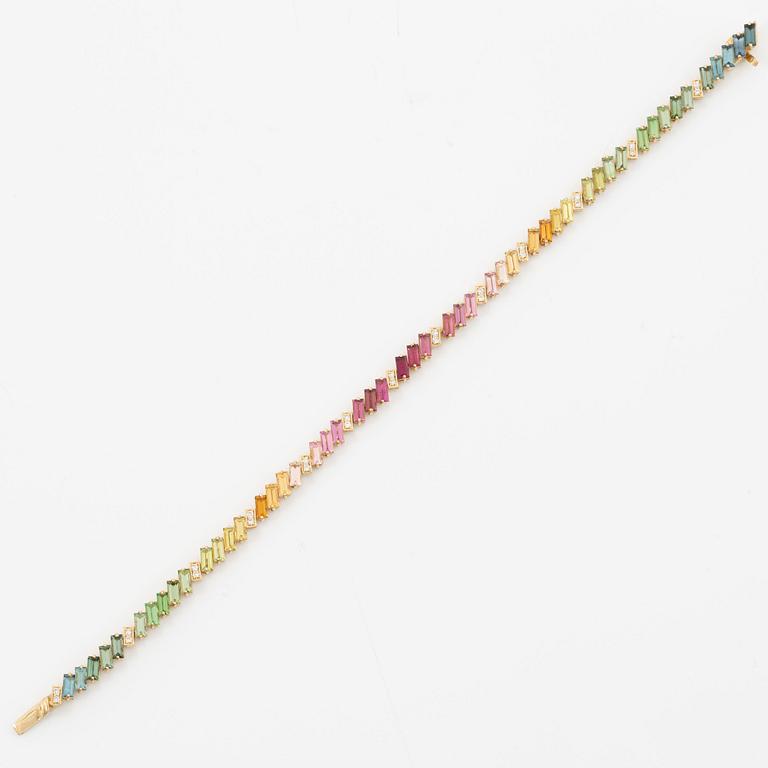 Bracelet, 18K gold with multi-coloured tourmalines and brilliant-cut diamonds.