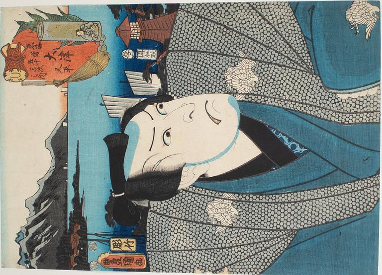 Utagawa Kunisada, träsnitt, fyra stycken.