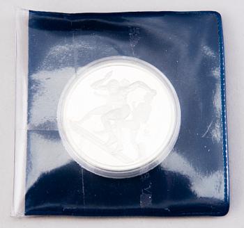 Set of Olympic coins, 21 pcs, partly silver, Olympic Coin Collection 1952-2002 boxed set and Athens 2004.