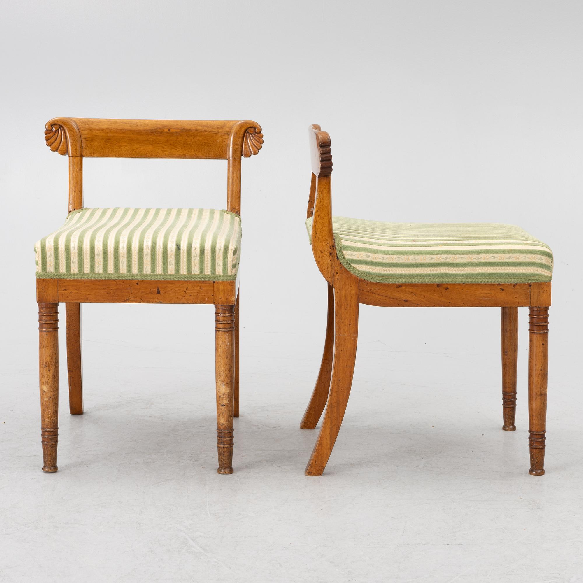 A pair of Karl-Johan stools, Sweden, first half of the/mid19th century.