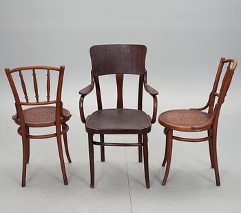 STOLAR, 2 st Thonet samt KARMSTOL, 1900-talets första hälft.