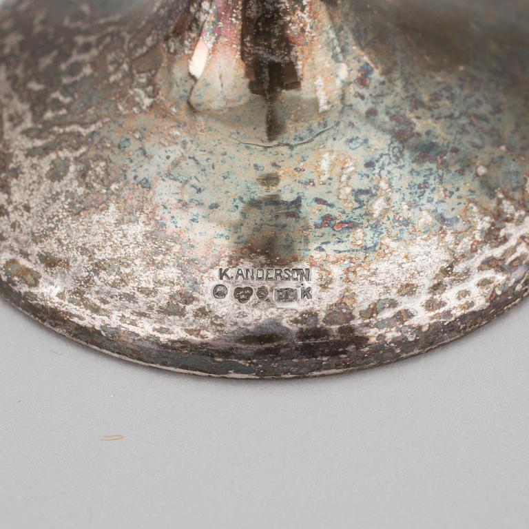 PARTI SILVER, 5 delar, silver, bland annat en vas av K Anderson, Stockholm, 1928. 1900-tal. Vikt ca 300 g.