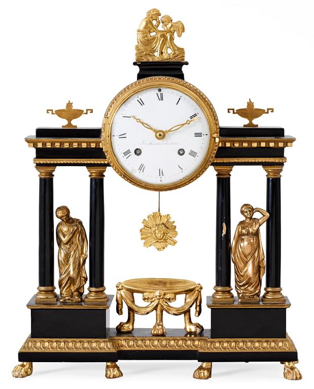 A Swedish Empire mantel clock by J. Cederlund.