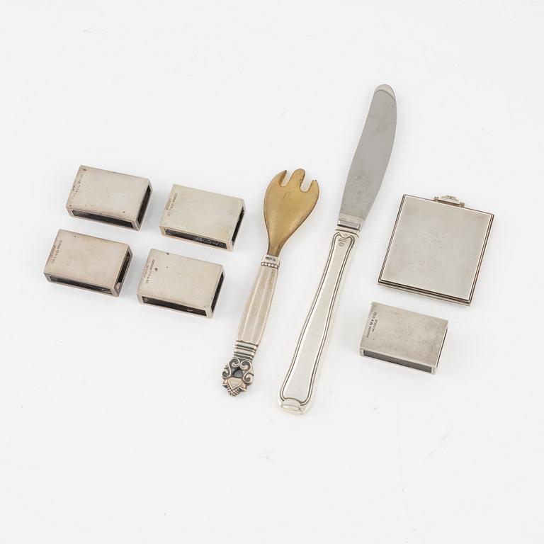 Georg Jensen och Atelier Borgila, 8 delar, silver.