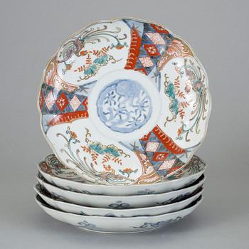 TALLRIKAR, 5st, porslin, Japan, 1800-tal.
