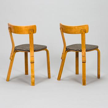 Alvar Aalto, tuoleja, 4 kpl, malli 69, O.Y. Huonekalu- ja Rakennustyötehdas A.B, 1930/40-luku.