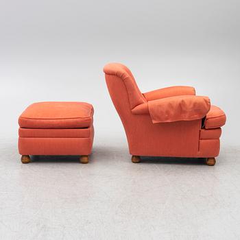 Josef Frank, Armchair with footstool, model 336, Svenskt Tenn.