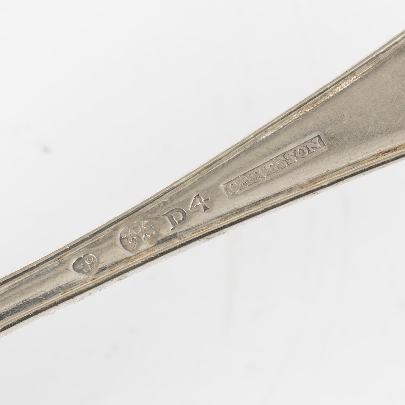 A three piece silver travel cutlery set in case, mark of Johan Carlsson, Norrköping 1833-34.