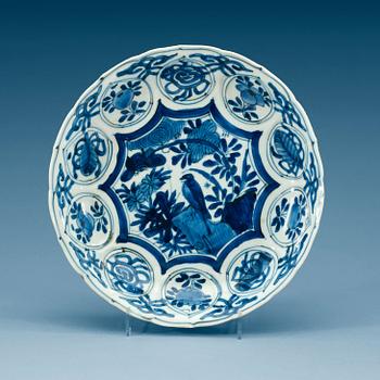 1847. A set of six blue and white kraak dishes, Ming dynasty, Wanli (1572-1620).