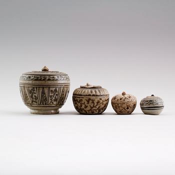 LOCKDOSOR, 4 st, stengods, Sawankholok, Thailand, 1400-tal.