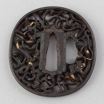 Tsuba, 3 stycken, mumei, Japan, 1800-tal.