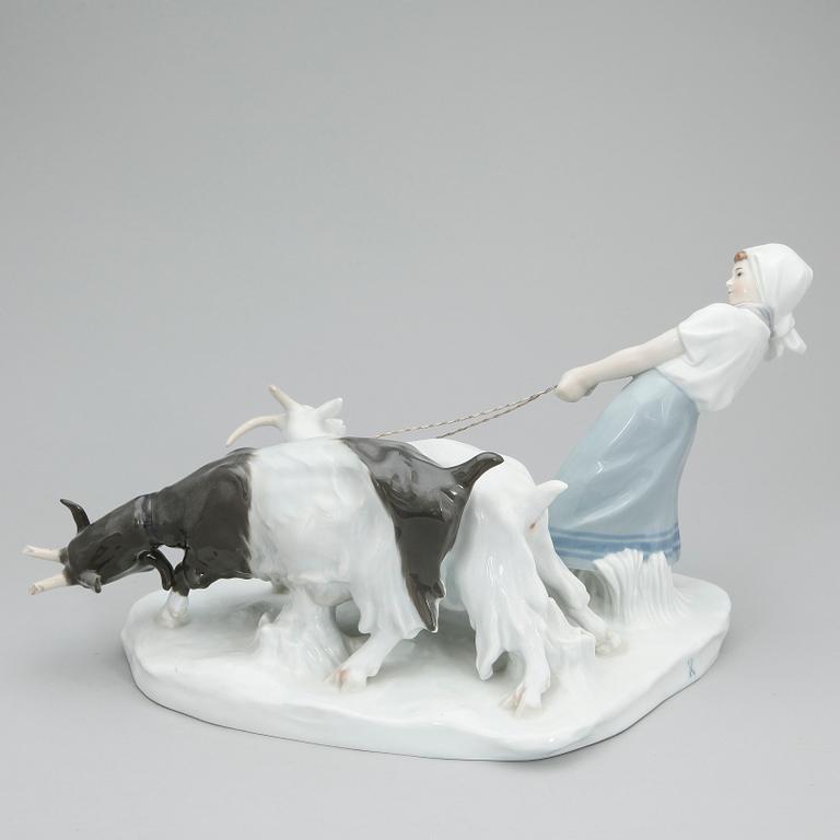 FIGURIN, porslin samt ståltråd, Meissen, 1900-tal.