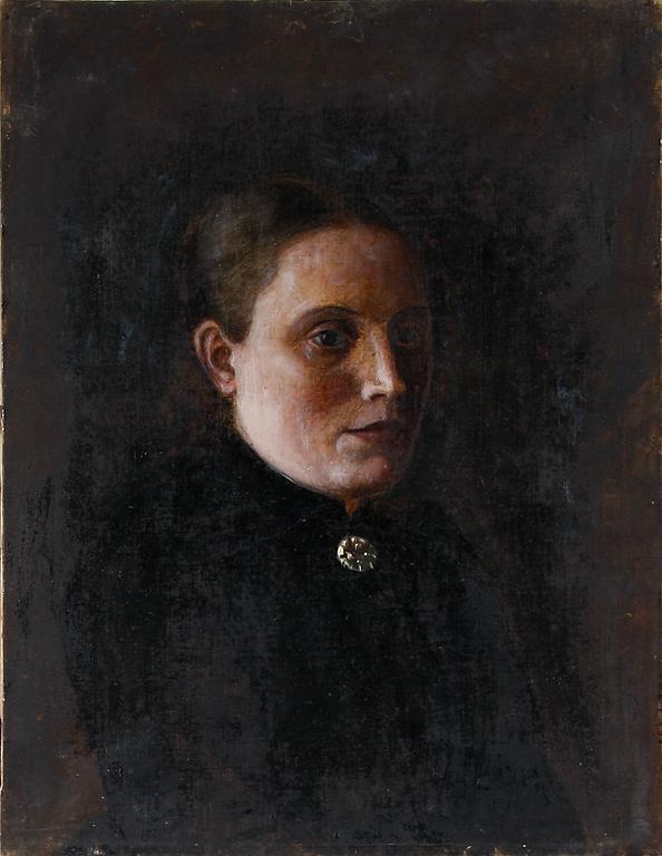 OKÄND KONSTNÄR, oljor på duk, 2 st var av en monogramssign, omkring 1900.