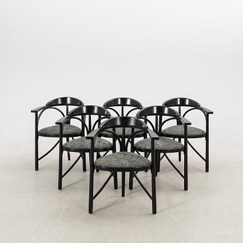 Armchairs, 6 pcs, model 87, Thonet, late 20th century.