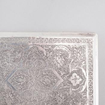 A cigarette case in silver, Persia/Iran, unidentified marks. Total weight 151 g.