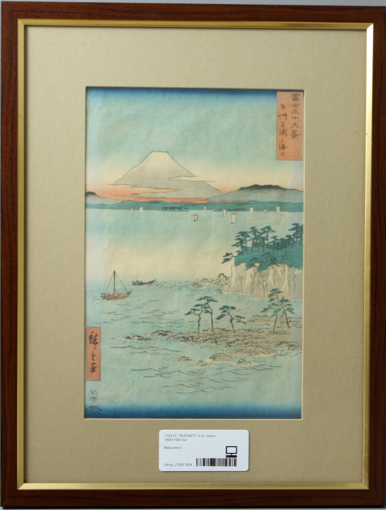 TRÄSNITT, 4 st, Japan, 1800/1900-tal.