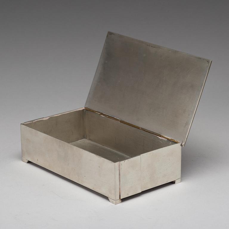 Nils Fougstedt, a pewter, brass and nephrite box, Svenskt Tenn, Stockholm 1944.