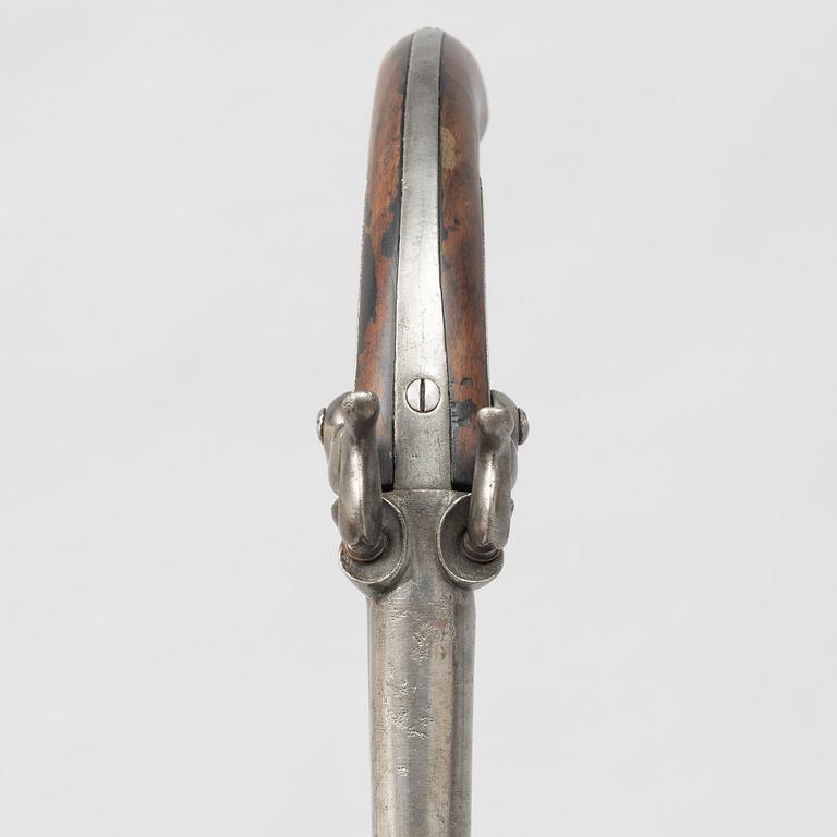Slaglåspistol, dubbelpipig, 1800-talets andra hälft.