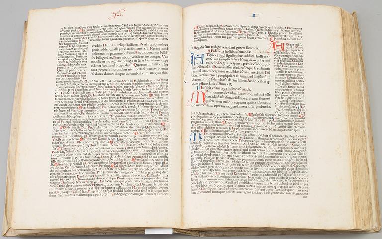 BOK, - Inkunabel, tryckt i Venedig 1481 Cicero: De Officiis.