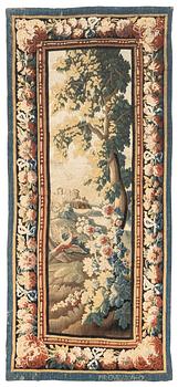 274. A tapestry, "Verdure", tapestry weave, a so called "entre-fenêtre", ca 293-294 x 128,5-132,5 cm, signed M.R.DVBVSON.i.D.