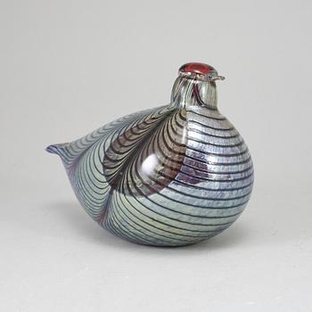 OIVA TOIKKA, glass bird, Grey Pheasant, signerad Oiva Toikka Nuutajärvi Notsjö.