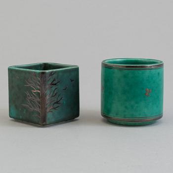 WILHELM KÅGE, six 'Argenta' stoneware pieces from Gustavsberg.