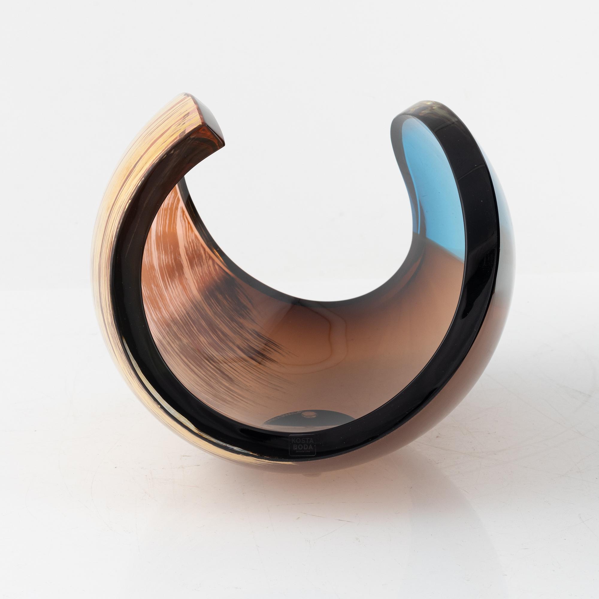 Lena Bergström, a 'Planets' glass sculpture/bowl from Kosta Boda, Sweden. Signed and numbered 8/500.