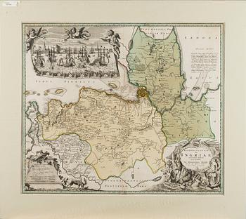 A MAP, (Ingriae) Ryssland/Balticum, Homanns arvingar, daterad 1734.