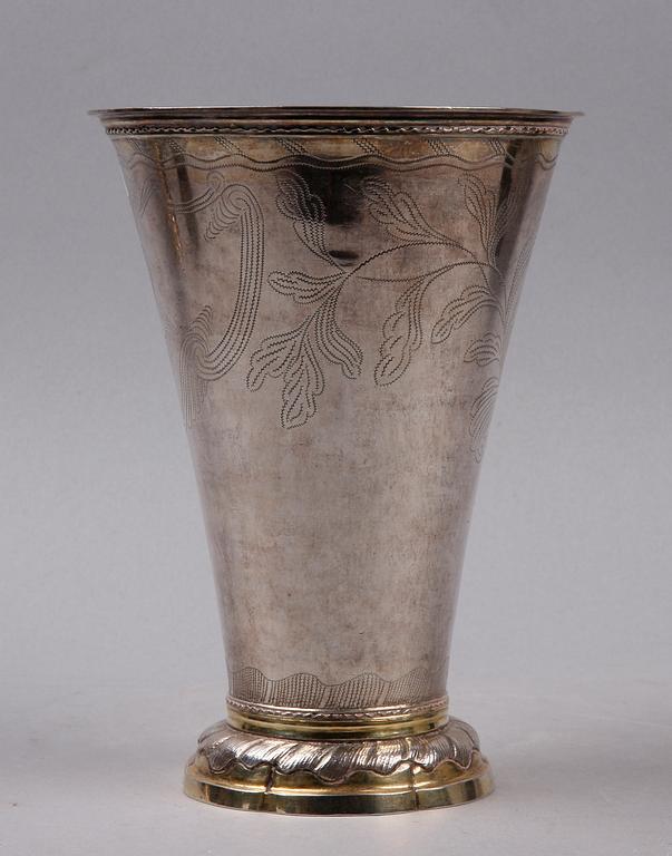 BÄGARE, silver, Erik Lemon, Uppsala 1780. Vikt 408 gram.