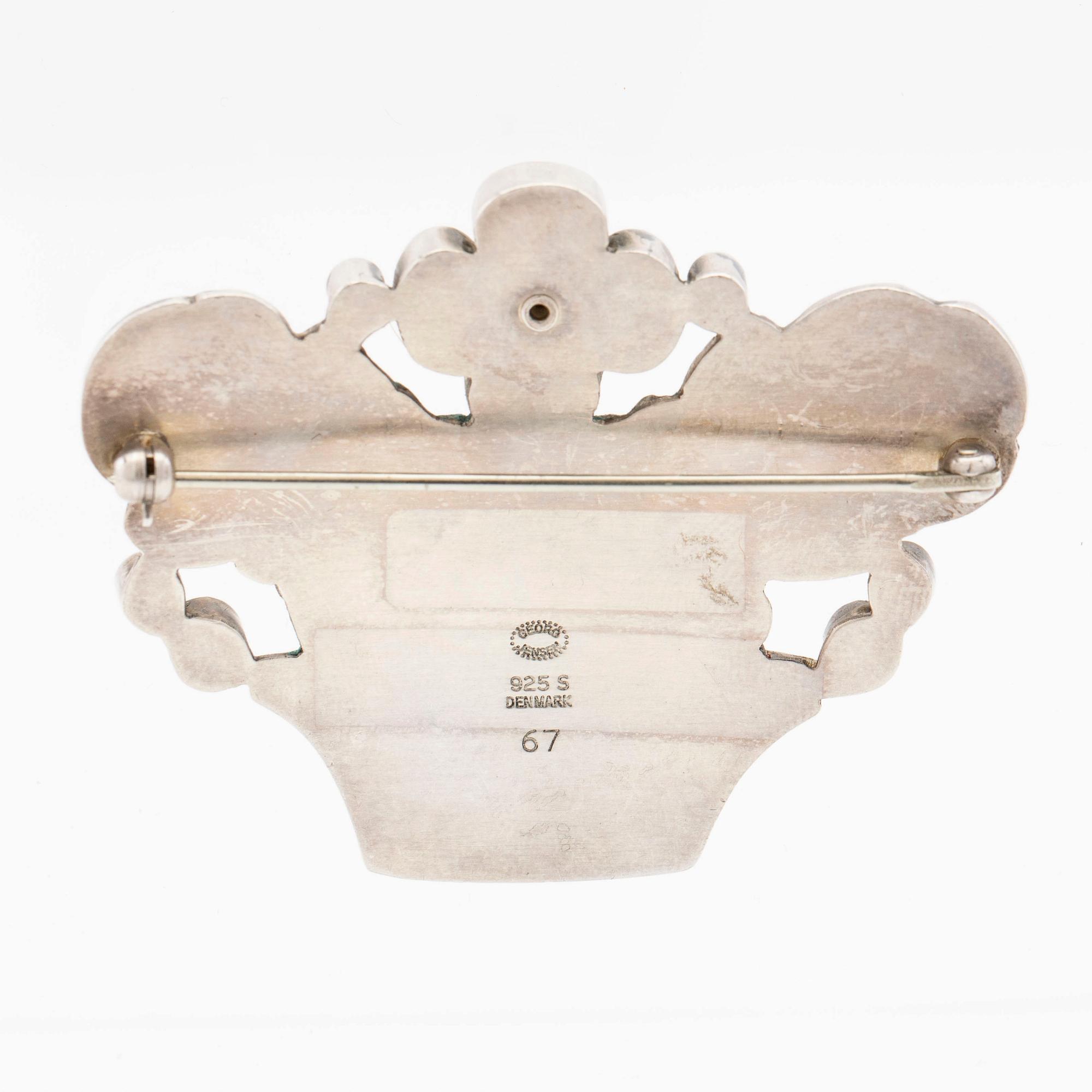 Georg Jensen, Brooch, silver with gemstones, Georg Jensen.