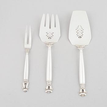 Georg Jensen, a set of 102 pieces of 'Konge/Acorn' sterling silver flatware, design Johan Rohde, Copenhagen.