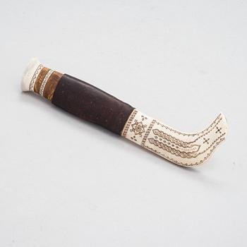 Sami knife / a sami handicraft / duodji knife signed MF, second half of the 20th century.